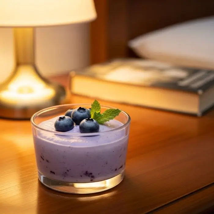 Health Benefits of Ricotta Cheese: tryptophan-rich ricotta blueberry mousse for better sleep.