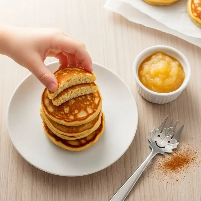 Applesauce pancakes for healthy foods for picky eaters: moist, fiber-rich, and freezer-ready for calm mornings.