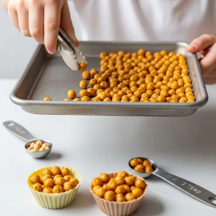 Roasted chickpeas for healthy foods for picky eaters: crunchy, iron-rich, portion-controlled snack with texture options.