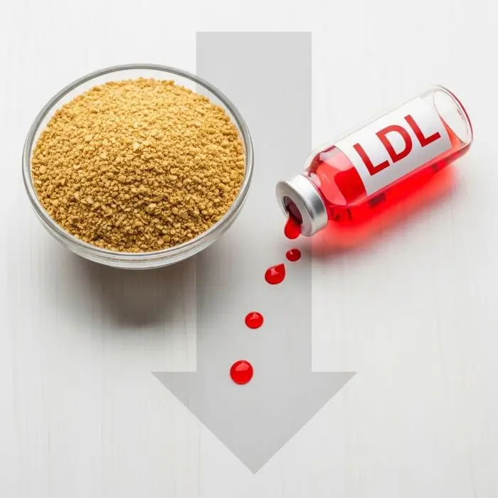 Flaxseed meal benefits cholesterol. soluble fiber traps bile, cuts LDL for heart-friendly lipids.
