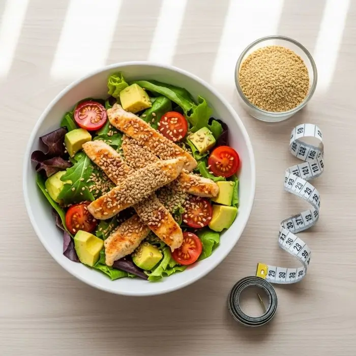 Flaxseed meal weight loss salad shows how the fiber-rich meal curbs hunger and supports healthy, sustainable weight management.