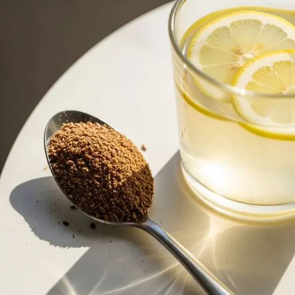Ground flaxseeds with warm lemon water before breakfast to improve digestion and support weight loss.