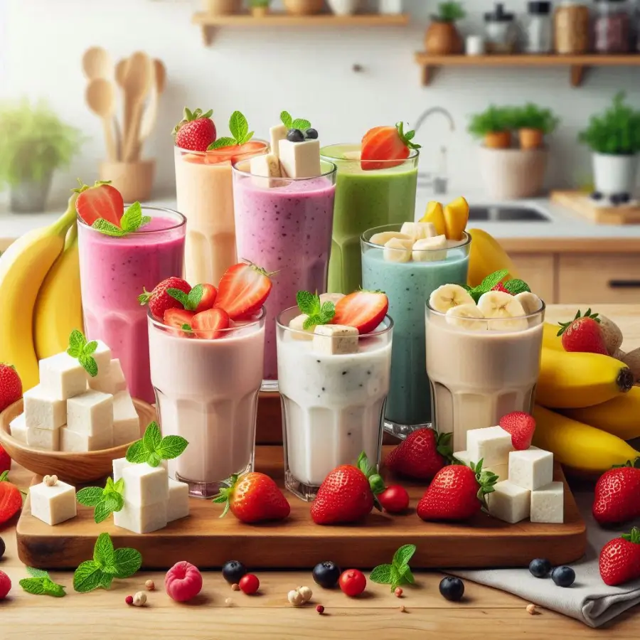 Creamy tofu smoothie for picky eaters blended with fruits for a nutritious, protein-packed drink.