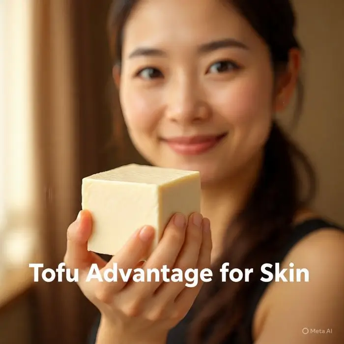 Tofu skincare concept showing tofu benefits and disadvantages for glowing healthy skin