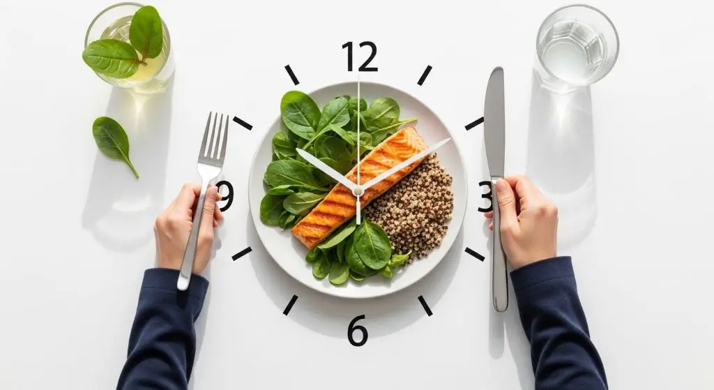 Intermittent fasting 16:8 meal plan with eating window for natural weight loss