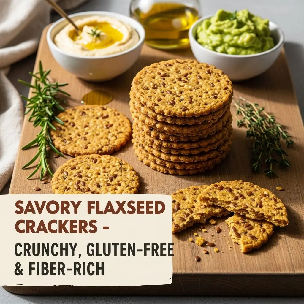Savory flaxseed crackers from healthy flaxseed food recipes baked with herbs and olive oil
