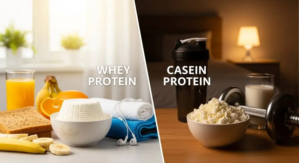 Protein in ricotta vs cottage cheese comparison showing casein and whey benefits for muscle recovery, workout fuel, and fitness nutrition.
