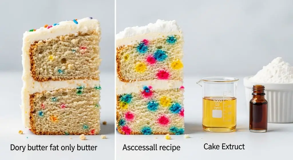 Science behind the best funfetti cake recipe: oil, corn syrup and cake flour create an extra-moist, sprinkle-bright crumb.
