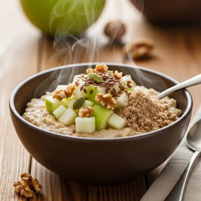 how to get rid of stress belly with flaxseed oatmeal green apple and walnuts for stable blood sugar