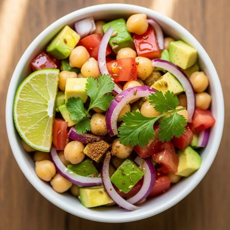 how to lose stress weight with fiber rich chickpea avocado salad that curbs cortisol spikes